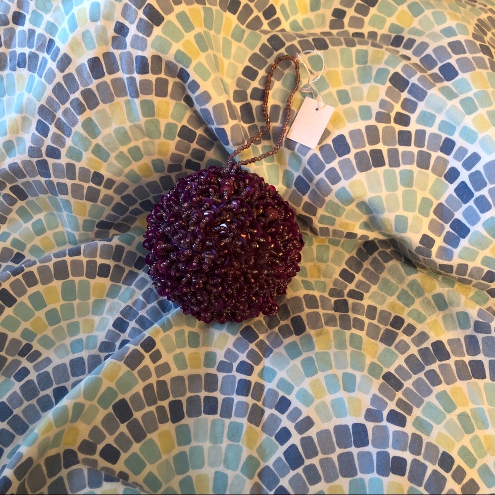 NWT Amethyst Purple Bead Sequin Christmas Ornament